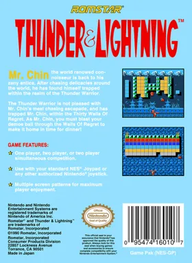 Thunder & Lightning (USA) box cover back